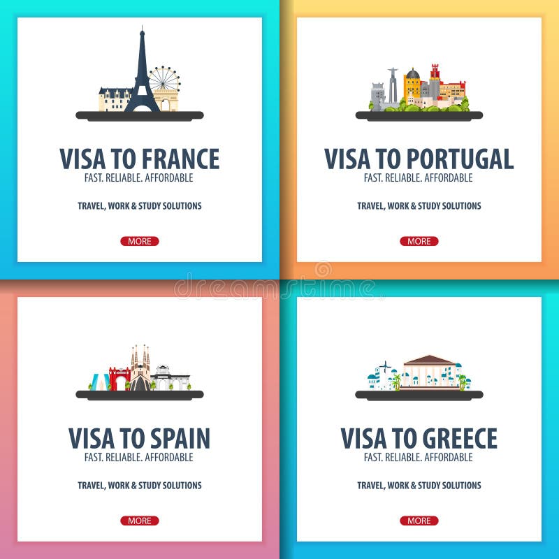 Visa Aux Frances, Portugal, Espagne, Grèce Document Pour Le Voyage Centre  D'application De Visa Illustration Stock - Illustration du approbation,  immigrez: 99349914