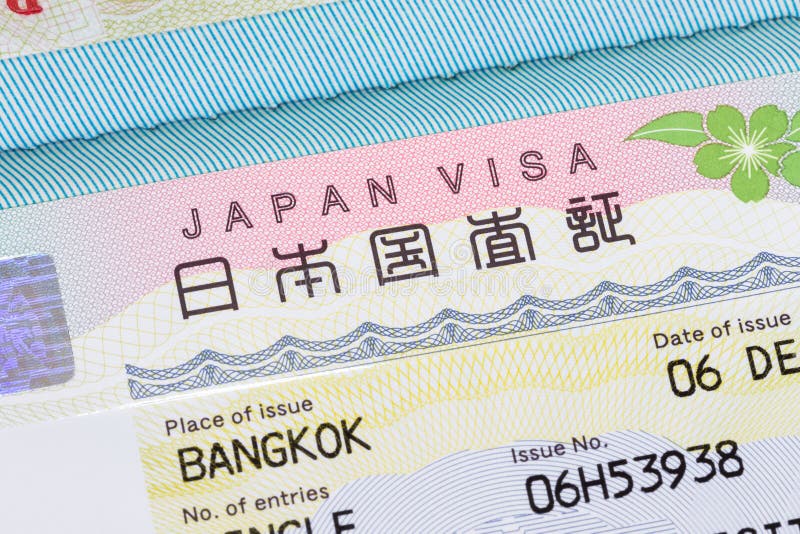 Japan visa in passport macro. Japan visa in passport macro