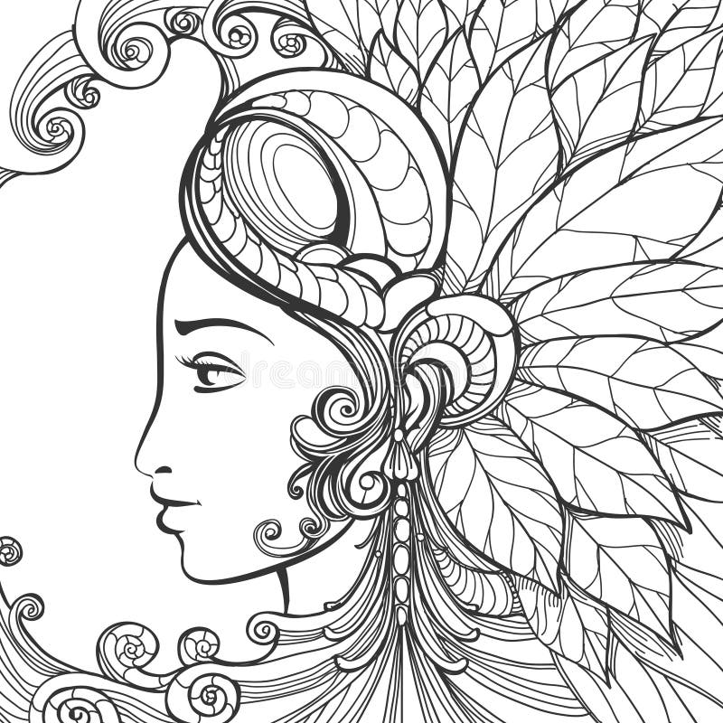 Visage de femme de Zentangle illustration de vecteur Visage de femme de Zentangle illustration de vecteur