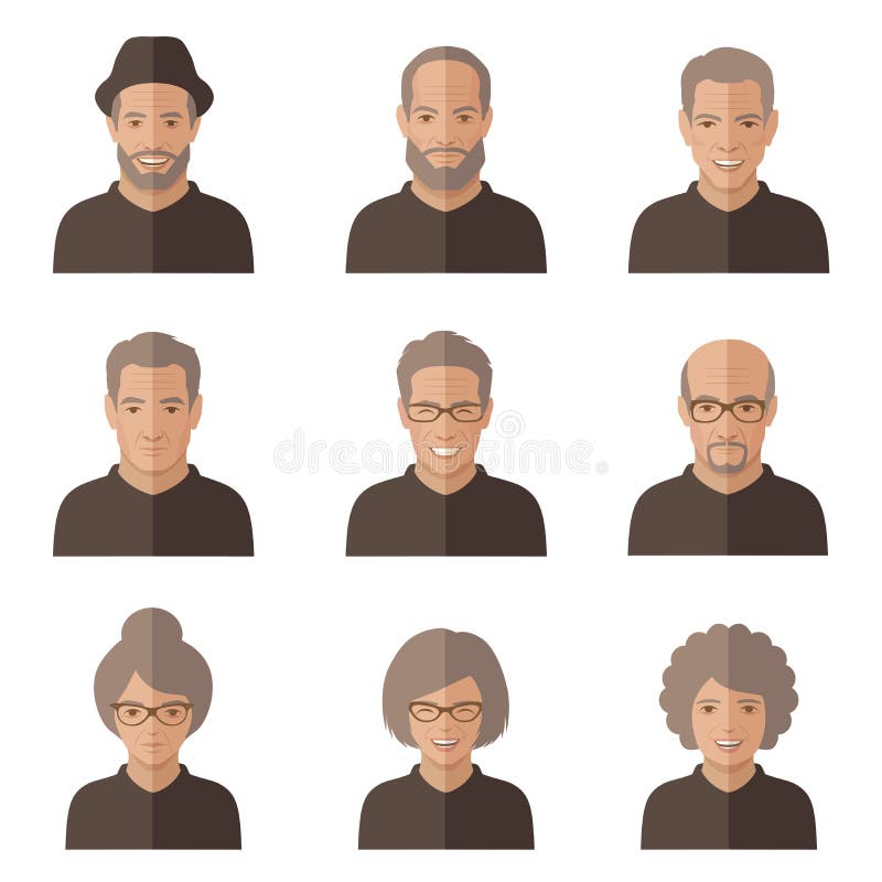 Visage de personnes âgées de vecteur illustration libre de droits Visage de personnes âgées de vecteur illustration libre de droits