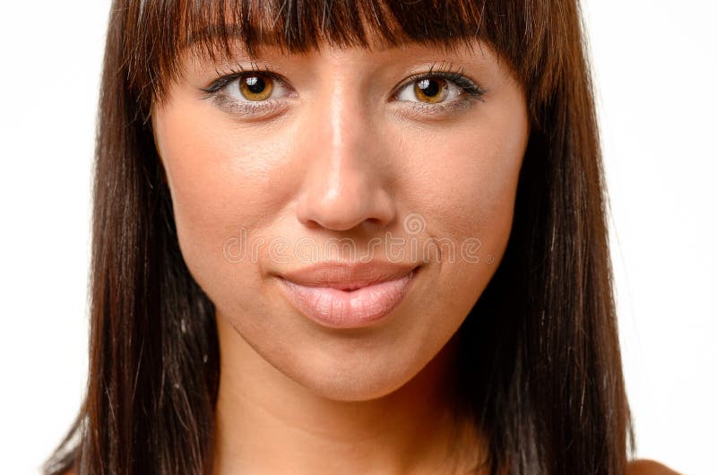 Visage de sourire d'une femme attirante de brune image libre de droits Visage de sourire d'une femme attirante de brune image libre de droits