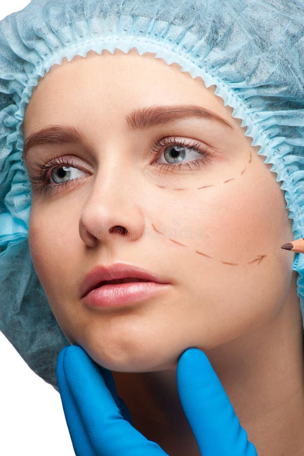 Visage femelle avant exécution de chirurgie plastique photo stock Visage femelle avant exécution de chirurgie plastique photo stock