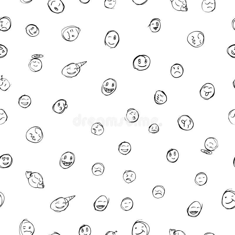Visage sans couture de symbole d'émotion de modèle pour le fond, l'enveloppe de papier, la bannière, le rideau etc. illustration de vecteur