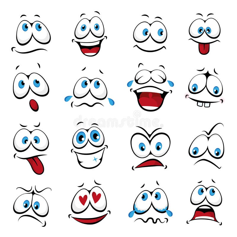 Visages de dessin Yeux expressifs et la bouche illustration stock