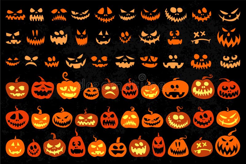 Visages de lanterne et de mal de Jack o réglés illustration libre de droits Visages de lanterne et de mal de Jack o réglés illustration libre de droits