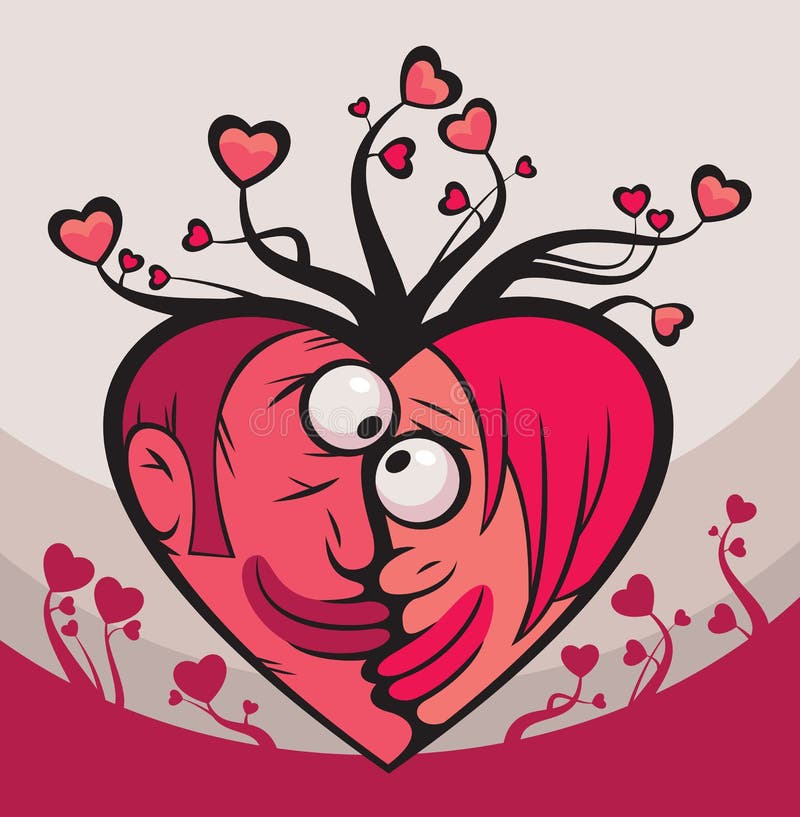 Visages et coeurs d'amoureux illustration libre de droits Visages et coeurs d'amoureux illustration libre de droits