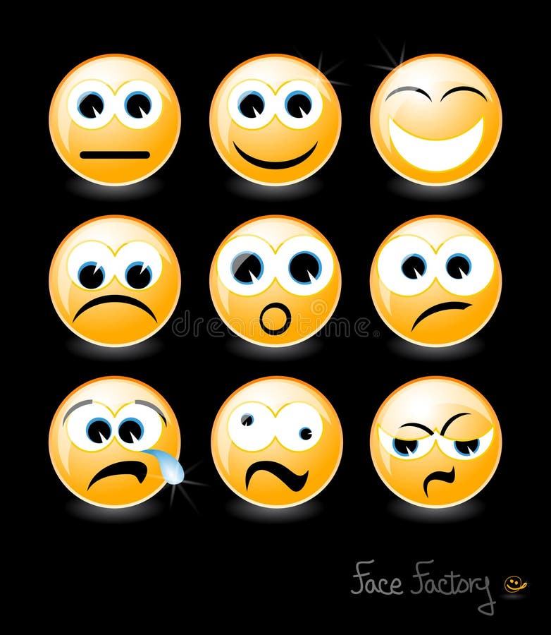 Visages souriants sur le fond noir illustration stock