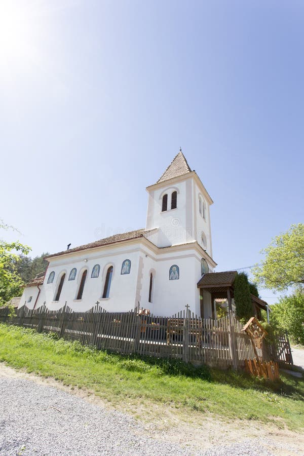 Viscri town church view in a spring day