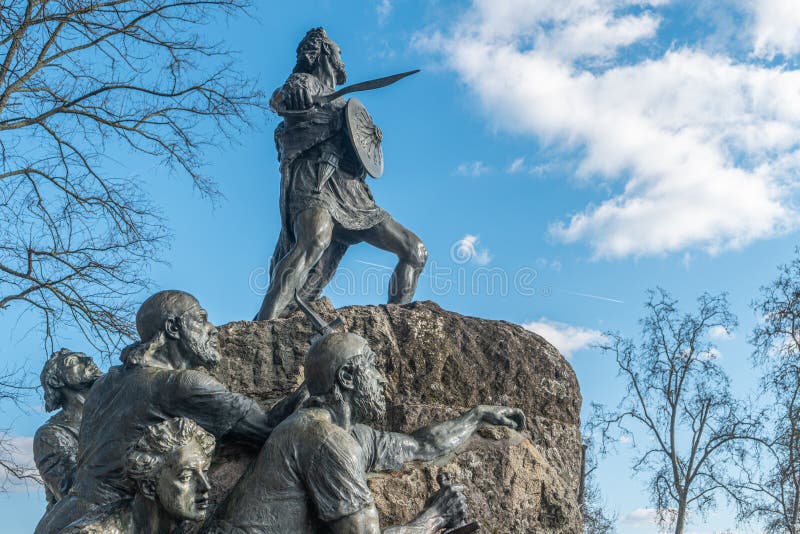 VISEU, PORTUGAL - CIRCA FEBRUARY 2019: Cava de Viriato statue, Lusitanian military chief led the people against the dominion that