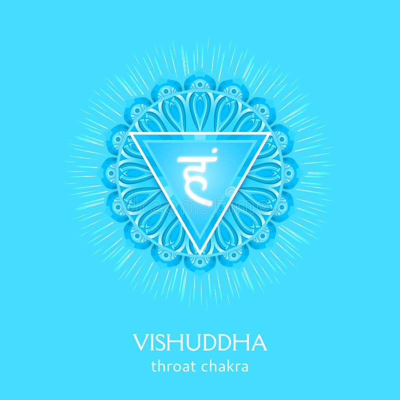 Vishuddha, throat chakra symbol. Colorful mandala. Vector illustration design. Vishuddha, throat chakra symbol. Colorful mandala. Vector illustration design