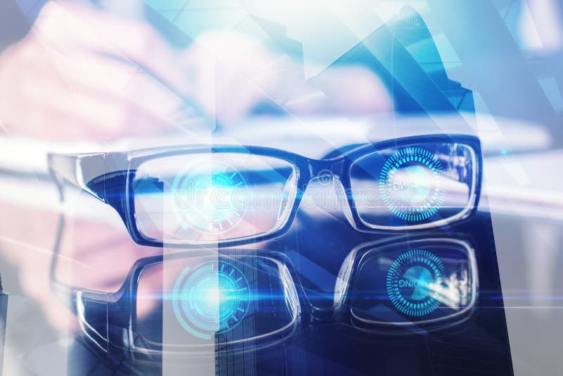 Visie, technologie en toekomstig concept royalty-vrije stock foto Visie, technologie en toekomstig concept royalty-vrije stock foto