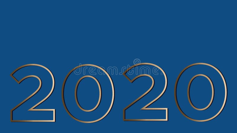 Vision 2020 on a classic blue background gold large contour figures. Vector illustration with copy space is suitable for vector illustration Vision 2020 on a classic blue background gold large contour figures. Vector illustration with copy space is suitable for vector illustration