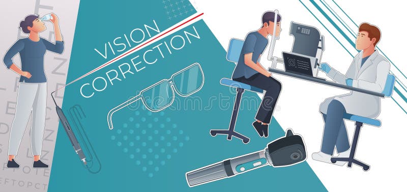 Vision Correction Flat Collage vector illustration