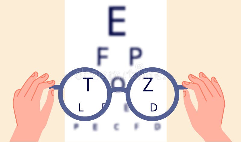 Vision health. Eye ophthalmologist test, glasses check up. Optometry testing board or blurred eyesight and optical focus