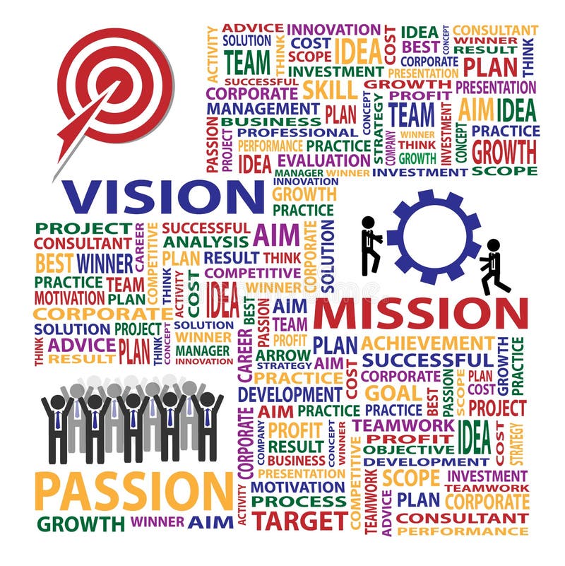 Vision Mission Passion present business concept vector illustration