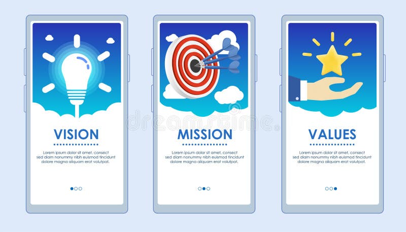 Vision Mission Values Screen App Stock Vector - Illustration of project ...