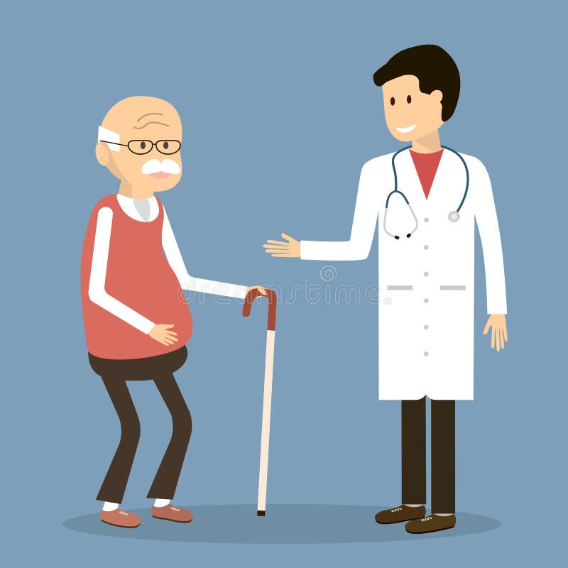 Visite de vieil homme un docteur illustration libre de droits Visite de vieil homme un docteur illustration libre de droits