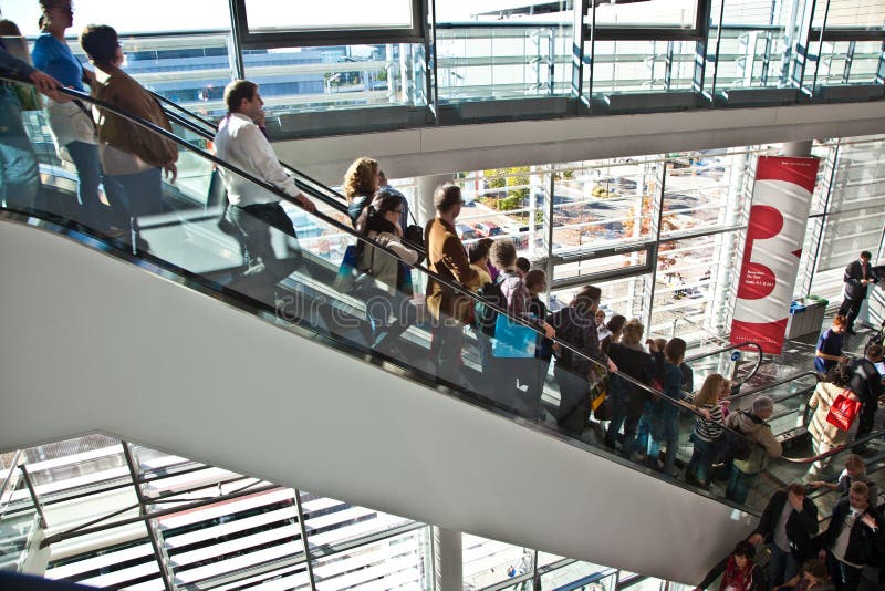 Visitors inside the fair hall on