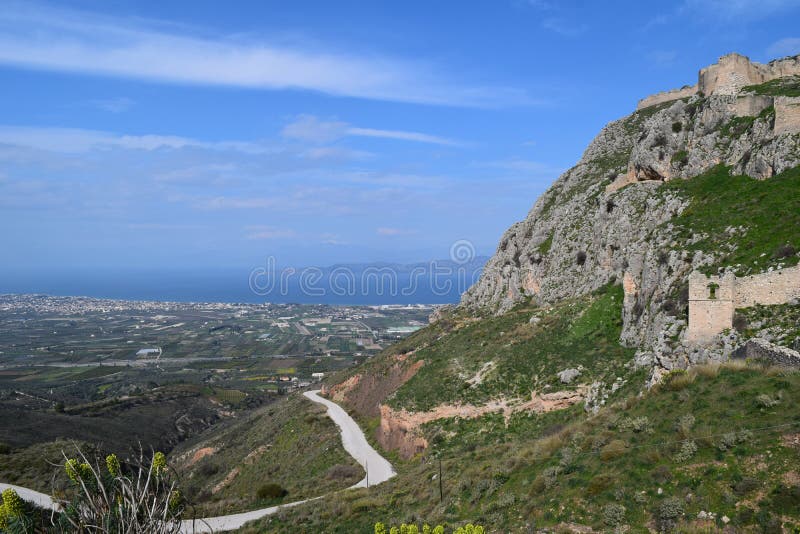 Acrocorinth Greek: Ακροκόρινθος, `Upper Corinth`, the acropolis of ancient Corinth, is a monolithic rock overseeing the ancient city of Corinth, Greece. `It is the most impressive of the acropoleis of mainland Greece,` in the estimation of George Forrest. Acrocorinth was continuously occupied from archaic times to the early 19th century. The city`s archaic acropolis, already an easily defensible position due to its geomorphology, was further heavily fortified during the Byzantine Empire as it became the seat of the strategos of the thema of Hellas and later of the Peloponnese. It was defended against the Crusaders for three years by Leo Sgouros. Acrocorinth Greek: Ακροκόρινθος, `Upper Corinth`, the acropolis of ancient Corinth, is a monolithic rock overseeing the ancient city of Corinth, Greece. `It is the most impressive of the acropoleis of mainland Greece,` in the estimation of George Forrest. Acrocorinth was continuously occupied from archaic times to the early 19th century. The city`s archaic acropolis, already an easily defensible position due to its geomorphology, was further heavily fortified during the Byzantine Empire as it became the seat of the strategos of the thema of Hellas and later of the Peloponnese. It was defended against the Crusaders for three years by Leo Sgouros.