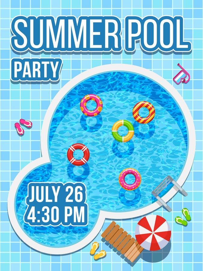 Visión superior nadie piscina con agua azul Diseño del vector para la invitación del partido ilustración del vector Visión superior nadie piscina con agua azul Diseño del vector para la invitación del partido ilustración del vector