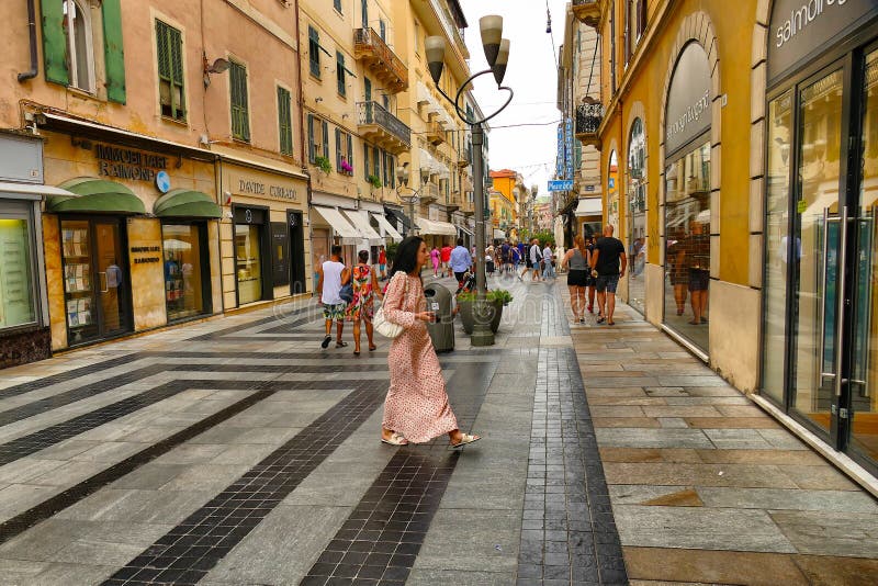 Glimpse of downtown street of turistic destination of Ligurian Riviera Sanremo Italy. Glimpse of downtown street of turistic destination of Ligurian Riviera Sanremo Italy