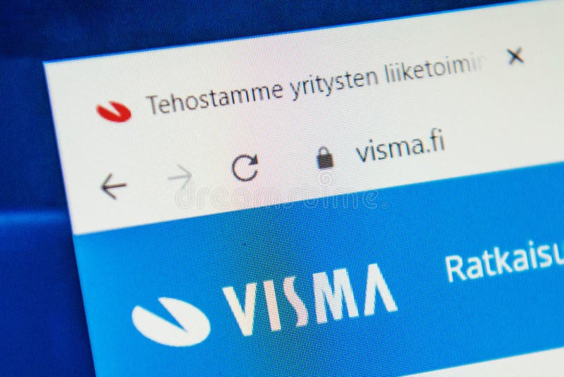 Visma. fi Web Site. Selective focus. stock image