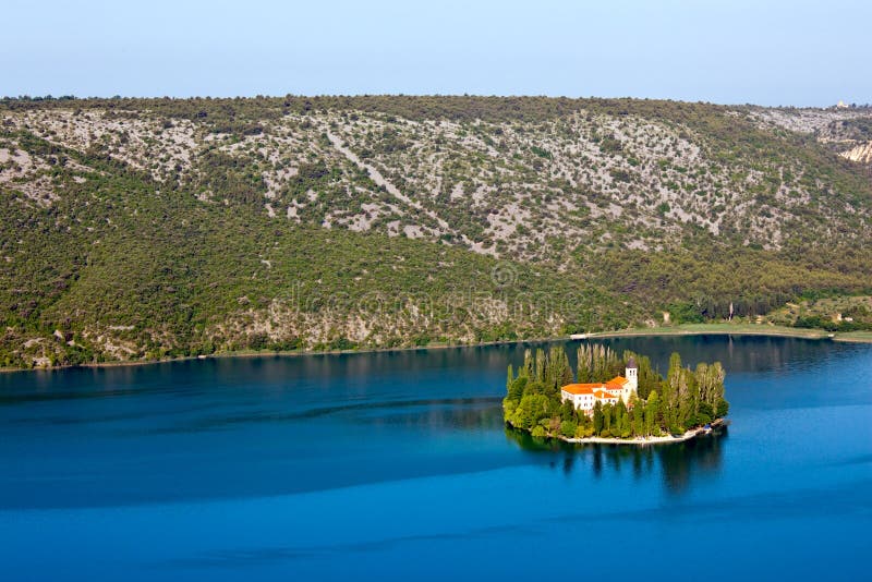 Visovac, Christian Monastery, Croatia Stock Photo - Image of hill ...
