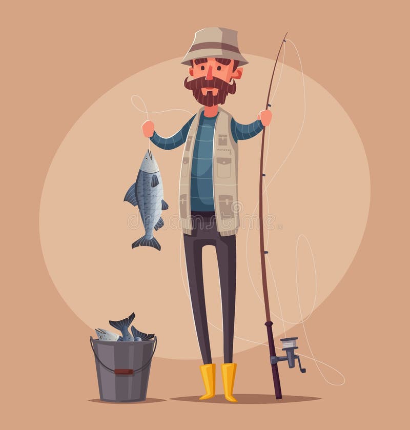 Visser met hengel De vectorillustratie van het beeldverhaal vector illustratie Visser met hengel De vectorillustratie van het beeldverhaal vector illustratie