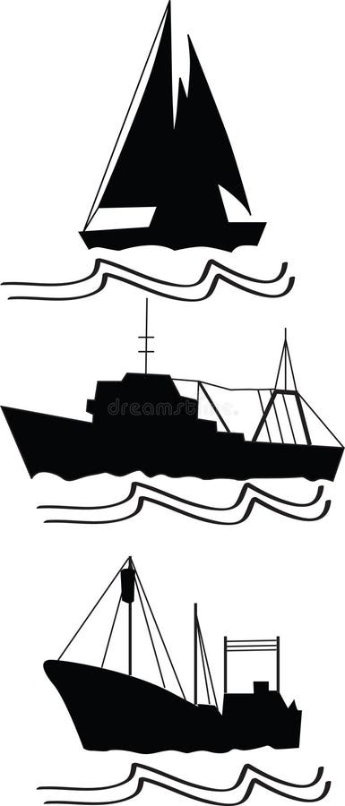 Visserij, treilers en schip royalty-vrije illustratie Visserij, treilers en schip royalty-vrije illustratie