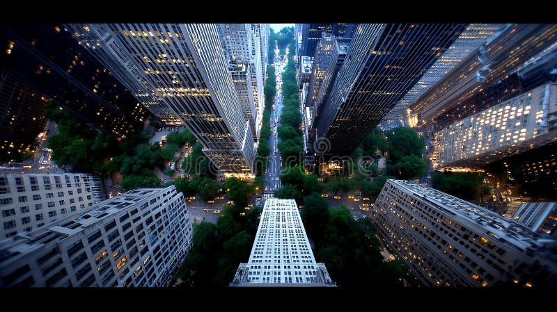 Vista ad angolo alto dei grattacieli di new york citys illustrazione vettoriale
