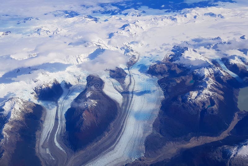 Vista aerea dei ghiacciai nelle Ande, Cile immagini stock Vista aerea dei ghiacciai nelle Ande, Cile immagini stock