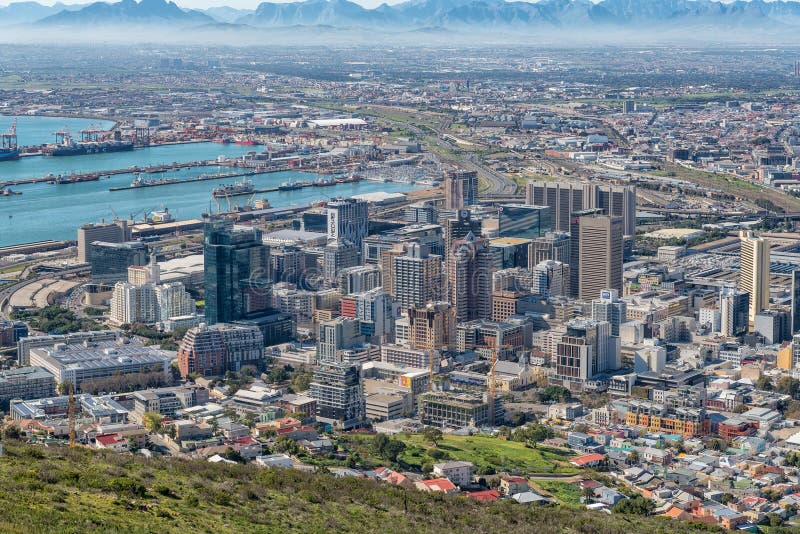 Vista aerea del centro direzionale di Cape Town fotografia stock libera da diritti Vista aerea del centro direzionale di Cape Town fotografia stock libera da diritti