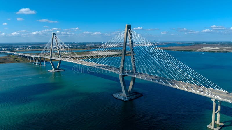 Aerial View of the Arthur Ravenel Jr. Bridge over the Cooper River in South Carolina, USA. Aerial View of the Arthur Ravenel Jr. Bridge over the Cooper River in South Carolina, USA