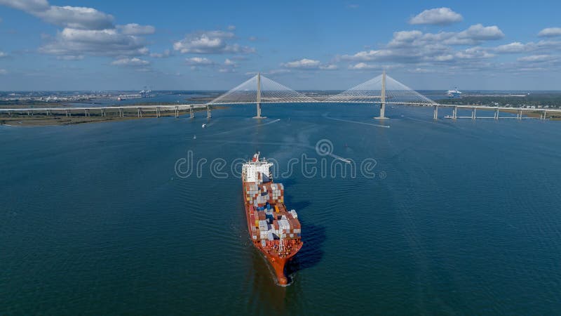 Aerial View of the Arthur Ravenel Jr. Bridge over the Cooper River in South Carolina, USA. Aerial View of the Arthur Ravenel Jr. Bridge over the Cooper River in South Carolina, USA