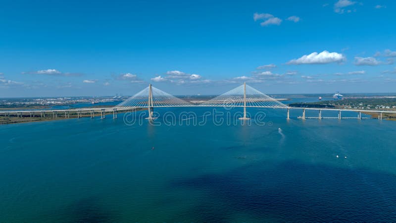 Aerial View of the Arthur Ravenel Jr. Bridge over the Cooper River in South Carolina, USA. Aerial View of the Arthur Ravenel Jr. Bridge over the Cooper River in South Carolina, USA