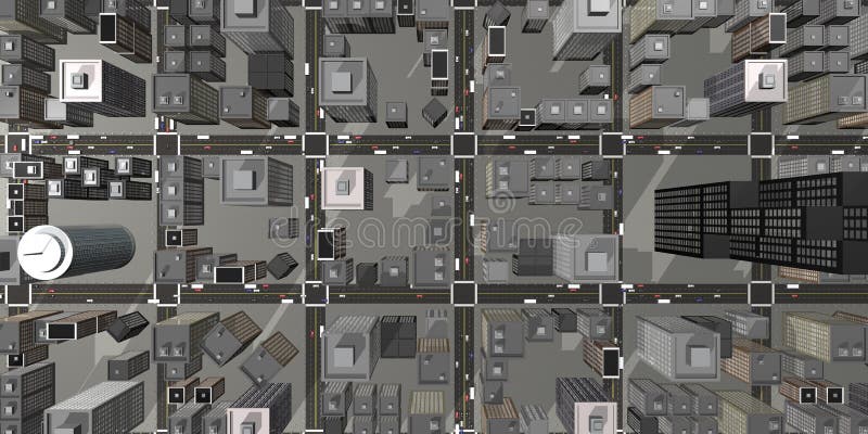 Vista aerea di una città 3D illustrazione vettoriale