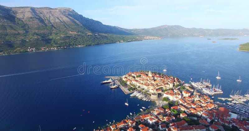 Vista aerea della città di Korcula, Croazia