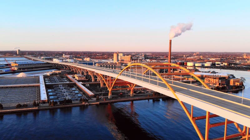 Vista aerea della città Paesaggio urbano industriale Milwaukee, Wisconsin