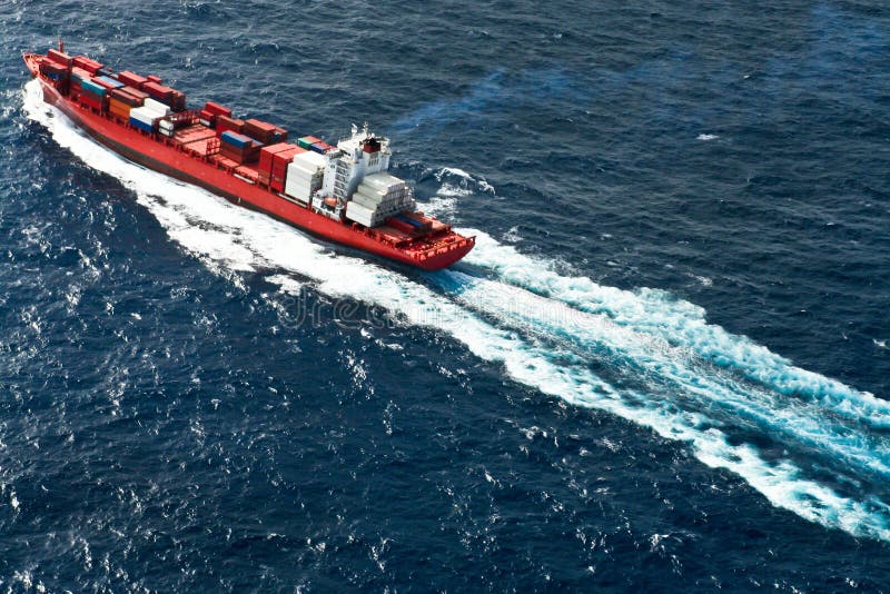 Vista aerea della nave porta-container fotografia stock Vista aerea della nave porta-container fotografia stock