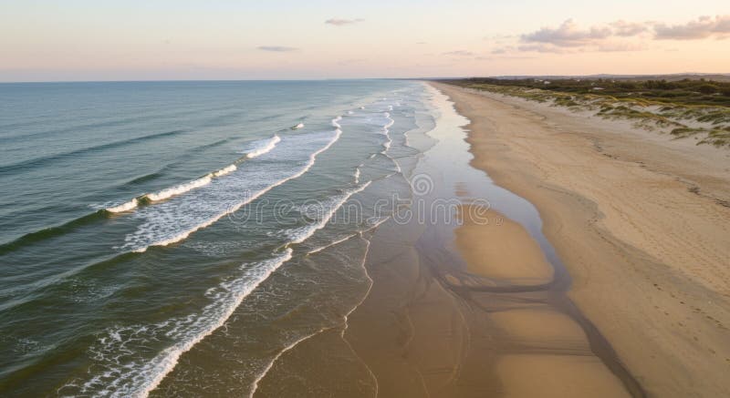 Vista Aerea Della Spiaggia Di Tranquil Al Tramonto illustrazione di stock