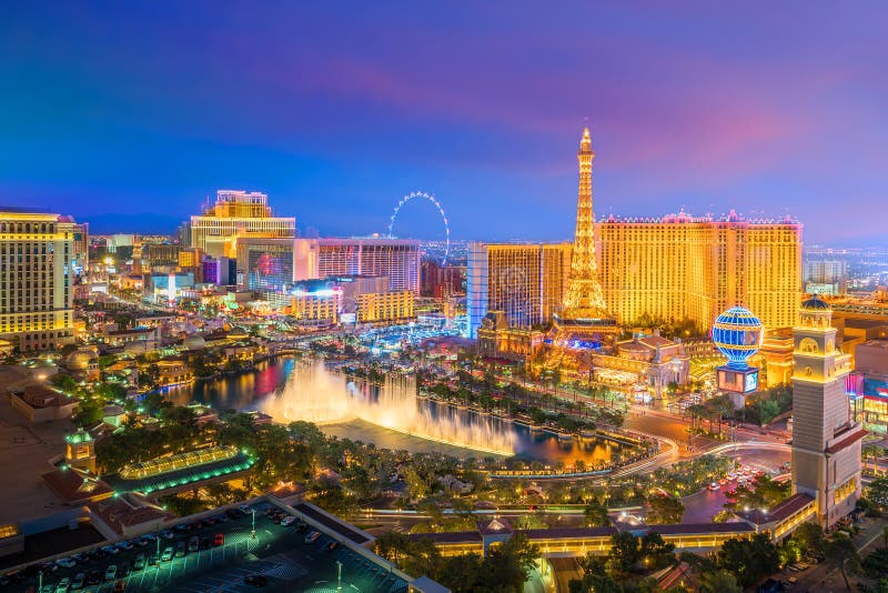 Vista aerea della striscia di Las Vegas nel Nevada