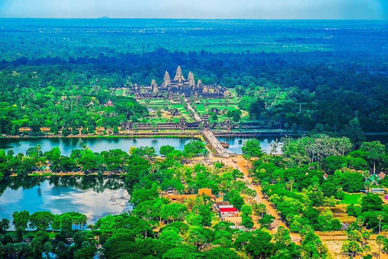 Vista aerea di Angkor Wat Temple fotografia stock libera da diritti Vista aerea di Angkor Wat Temple fotografia stock libera da diritti