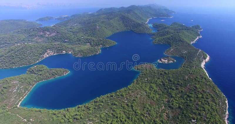 Vista aerea di bella isola di Mljet, anche chiamata Green Island, Croazia