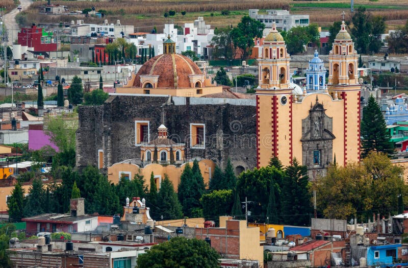 Vista aerea di Cholula del centro, Puebla fotografie stock Vista aerea di Cholula del centro, Puebla fotografie stock