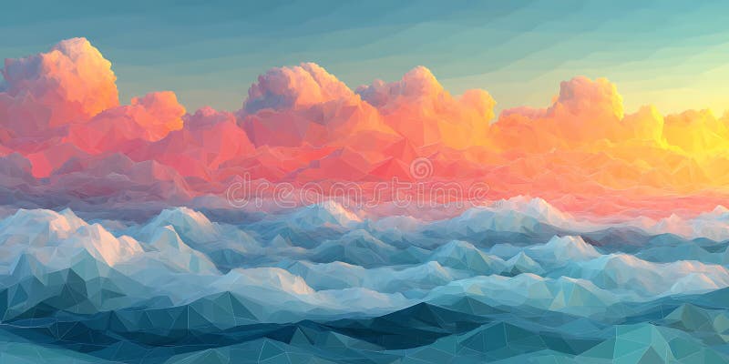 Vista aerea di Cloudscape con tramonto di padiglione illustrazione vettoriale