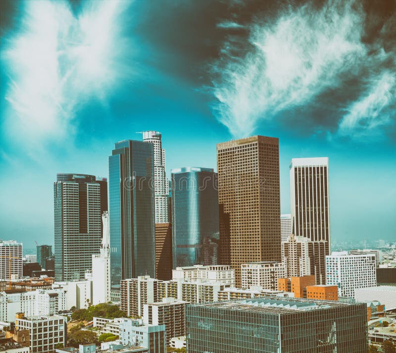 Vista aerea di Los Angeles del centro immagini stock Vista aerea di Los Angeles del centro immagini stock