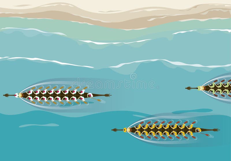 Vista aerea di progettazione dell'illustrazione della concorrenza della barca del drago royalty illustrazione gratis Vista aerea di progettazione dell'illustrazione della concorrenza della barca del drago royalty illustrazione gratis