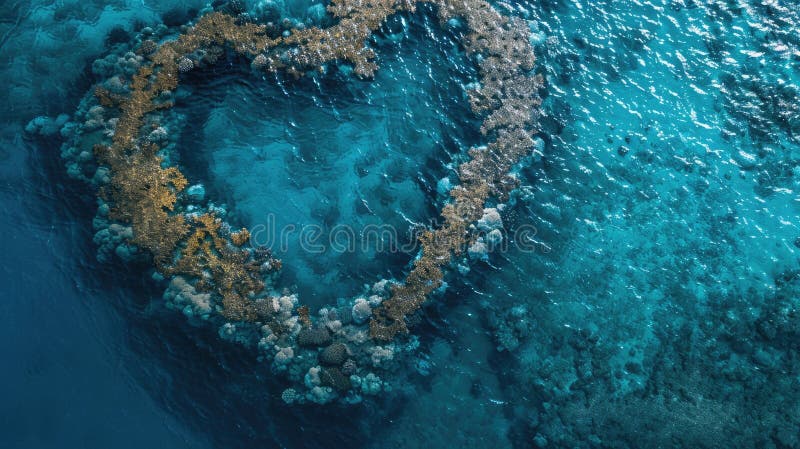 An aerial view of a small island surrounded by electric blue waters, perfect for marine biology research. The underwater world is a captivating circle of life AIG50 AI generated. An aerial view of a small island surrounded by electric blue waters, perfect for marine biology research. The underwater world is a captivating circle of life AIG50 AI generated