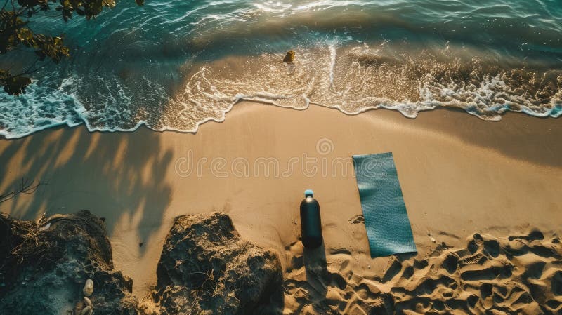 An aerial view of a sandy beach with trees lining the shore and a reflective mirror reflecting the water. The scene combines urban design with natural landscape, creating a leisurely feel AI generated. An aerial view of a sandy beach with trees lining the shore and a reflective mirror reflecting the water. The scene combines urban design with natural landscape, creating a leisurely feel AI generated