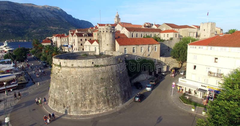 Vista aerea di vecchia fortezza in Korcula, Croazia